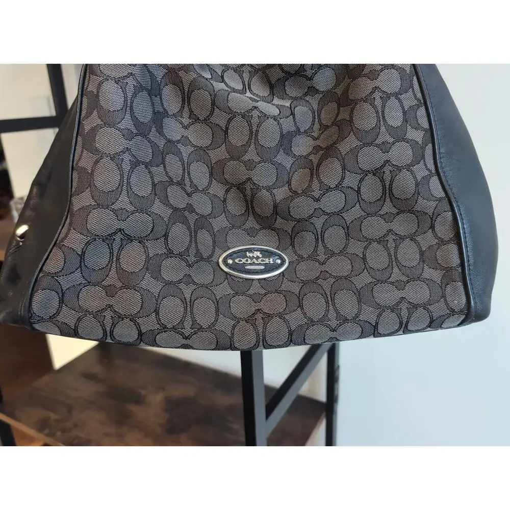 Coach Edie Shoulder Bag In Signature Black‎ Jacquard